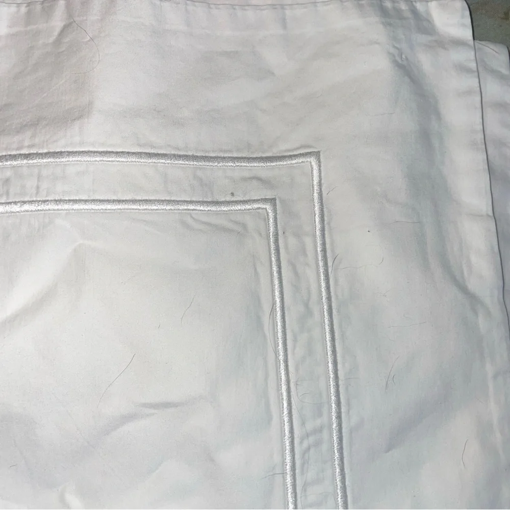 Williams Sonoma Home White Embroidered Border Cotton Euro Pillow Sham Italy Made